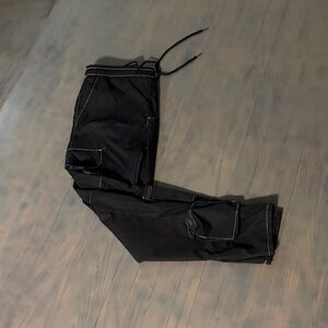 Men's Black Cargo Pants with Stitch Detailing